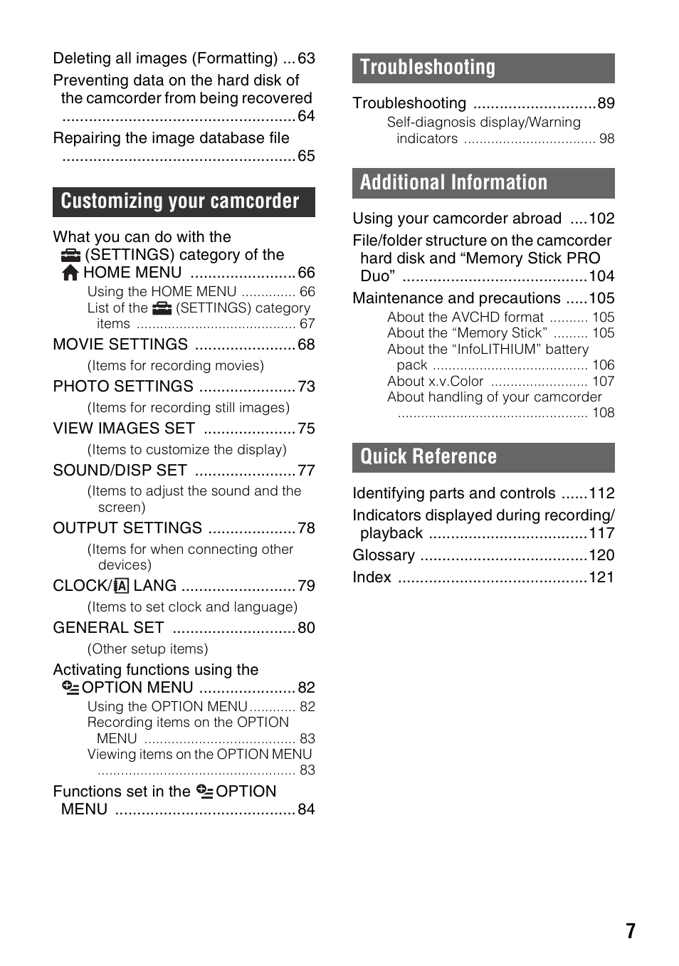 Sony 3-286-590-12(1) User Manual | Page 7 / 124
