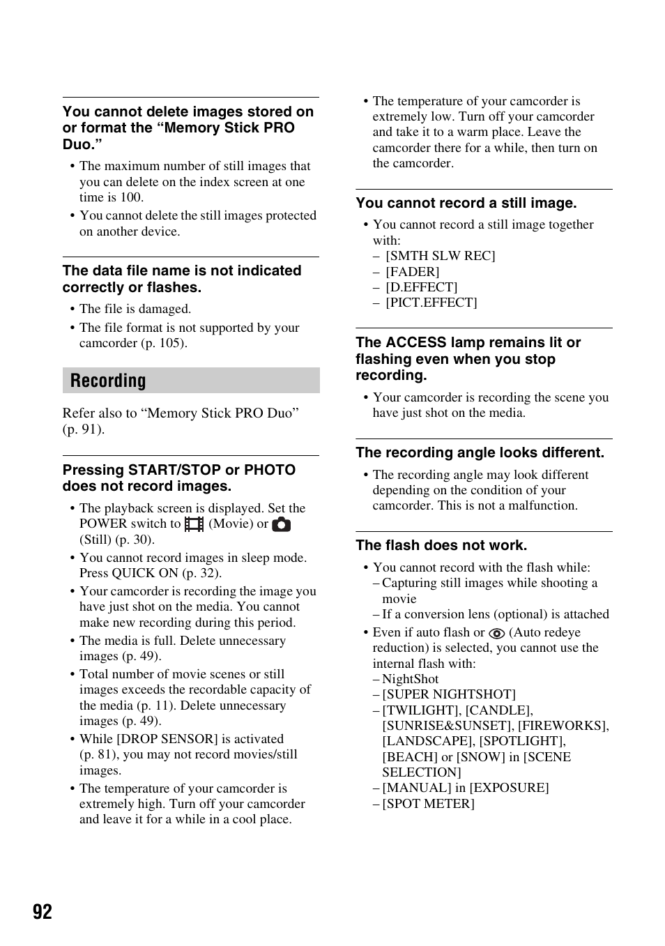 Recording | Sony 3-286-590-12(1) User Manual | Page 92 / 124