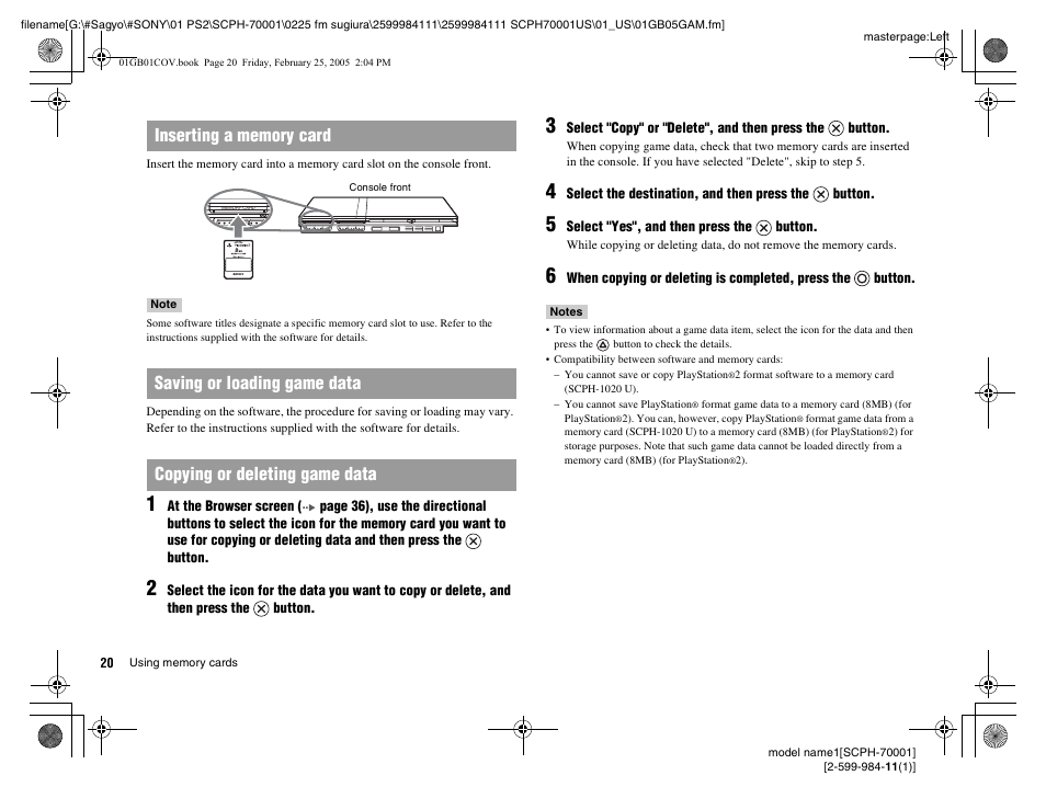 Sony NOT SCPH-70001 User Manual | Page 20 / 172