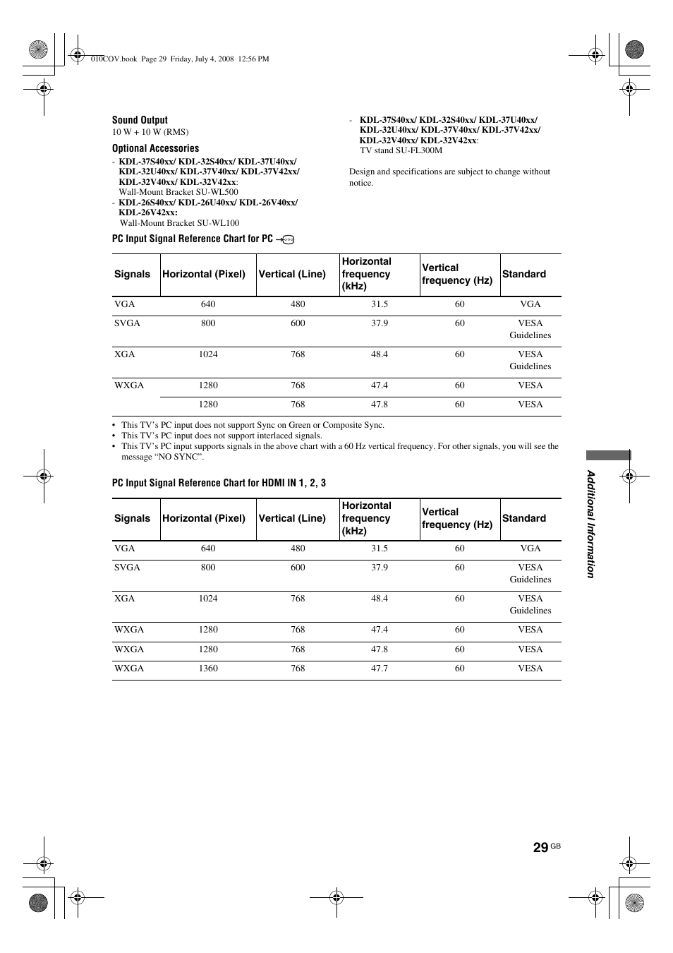 Sony BRAVIA KDL-26V42xx User Manual | Page 29 / 31
