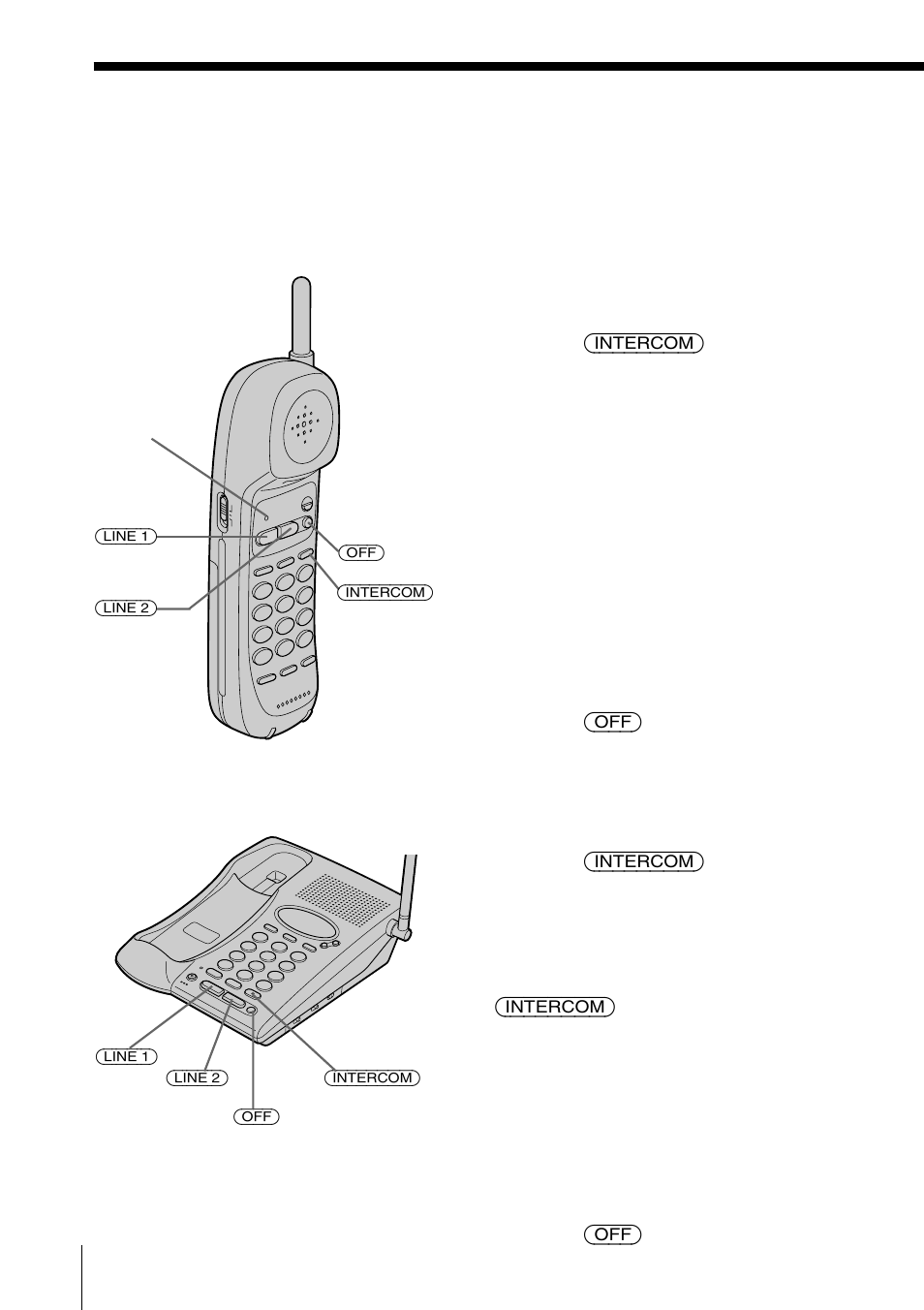 Para conversar del microteléfono al teléfono base, Para conversar del teléfono base al microteléfono, Conversación entre el | Microteléfono y el teléfono base, Intercomunicación), Para conversar del, Microteléfono al teléfono, Base, Para conversar del teléfono, Base al microteléfono | Sony SPP-M937 User Manual | Page 72 / 88