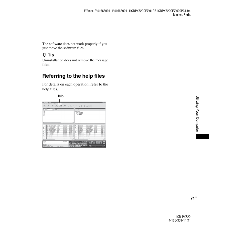 Referring to the help files | Sony 4-166-309-11(1) User Manual | Page 71 / 96