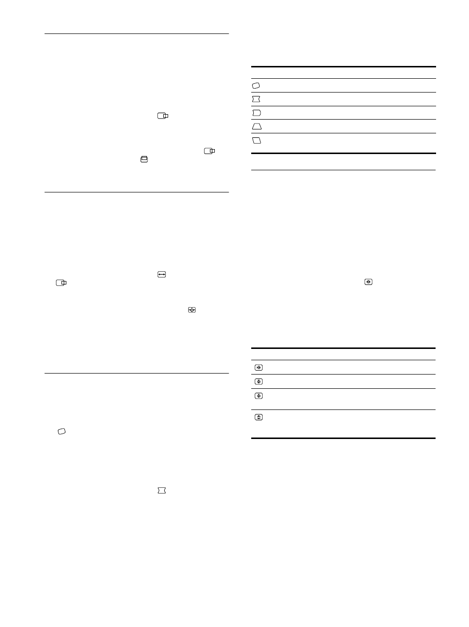 Adjusting the centering of the picture (center), Enlarging or reducing the picture (zoom), Adjusting the shape of the picture (geom) | Adjusting the convergence (conv), 12 adjusting the centering of the picture (center) | Sony GDM-F500R User Manual | Page 12 / 148