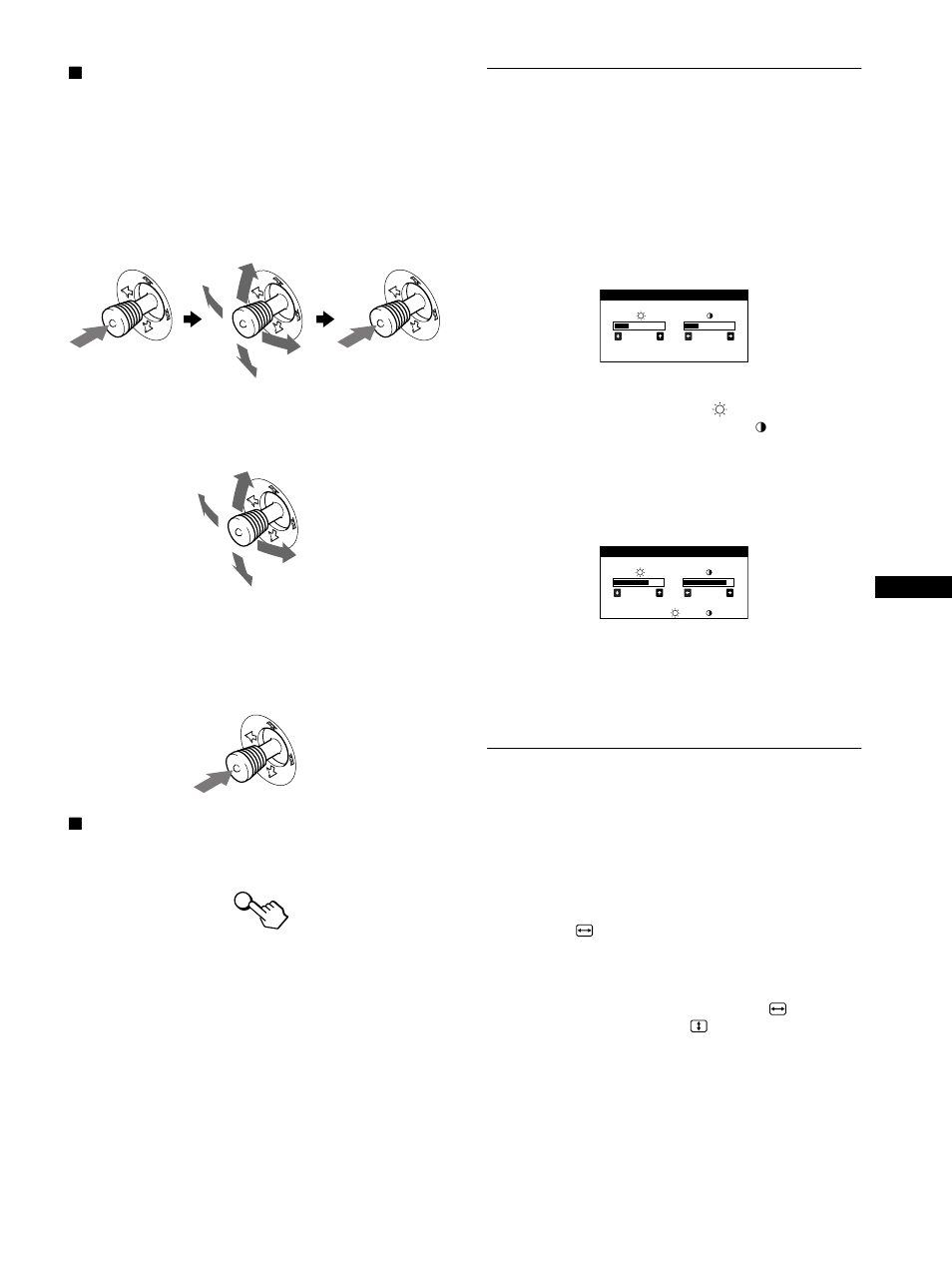 Réglage de la luminosité et du contraste, Réglage de la taille de l’image (taille) | Sony GDM-F500R User Manual | Page 29 / 148