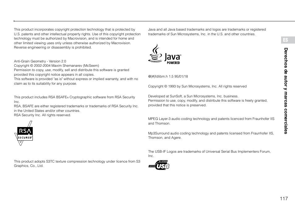 117 es | Sony 120GB Playstation 3 CECH-2001B User Manual | Page 117 / 120