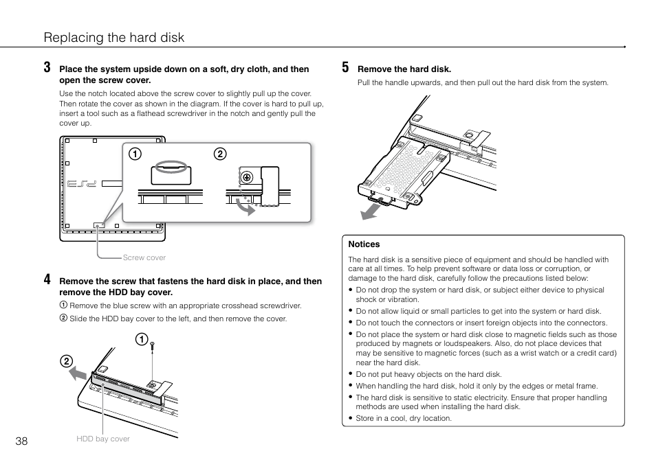 Replacing the hard disk | Sony 120GB Playstation 3 CECH-2001B User Manual | Page 38 / 120