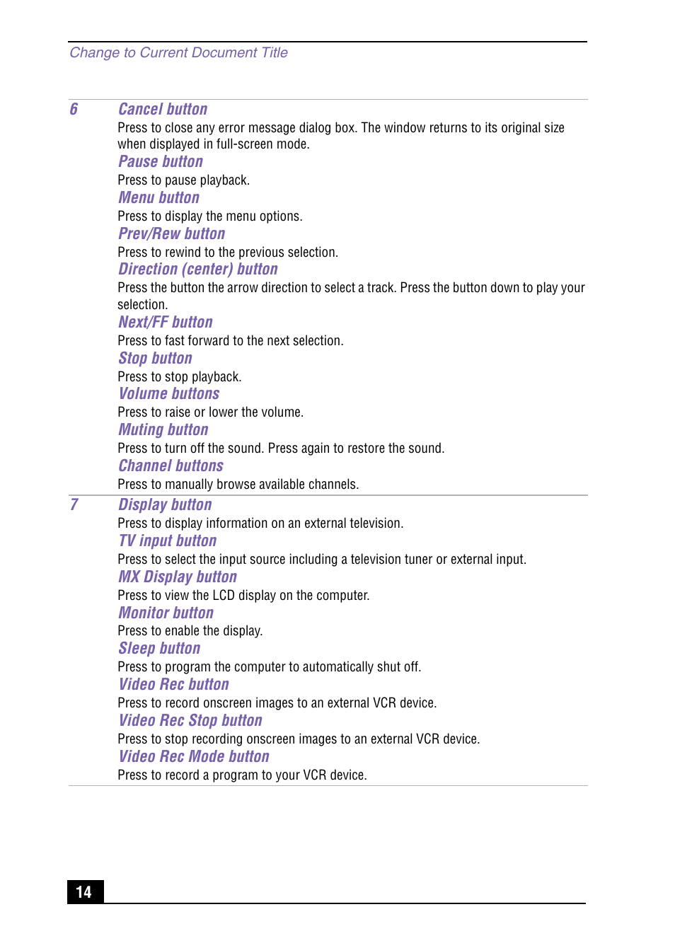 Sony PCV-MXS10 User Manual | Page 14 / 56