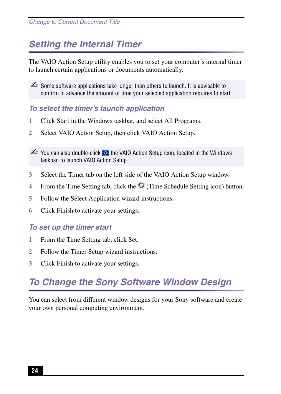 Setting the internal timer | Sony PCV-MXS10 User Manual | Page 24 / 56