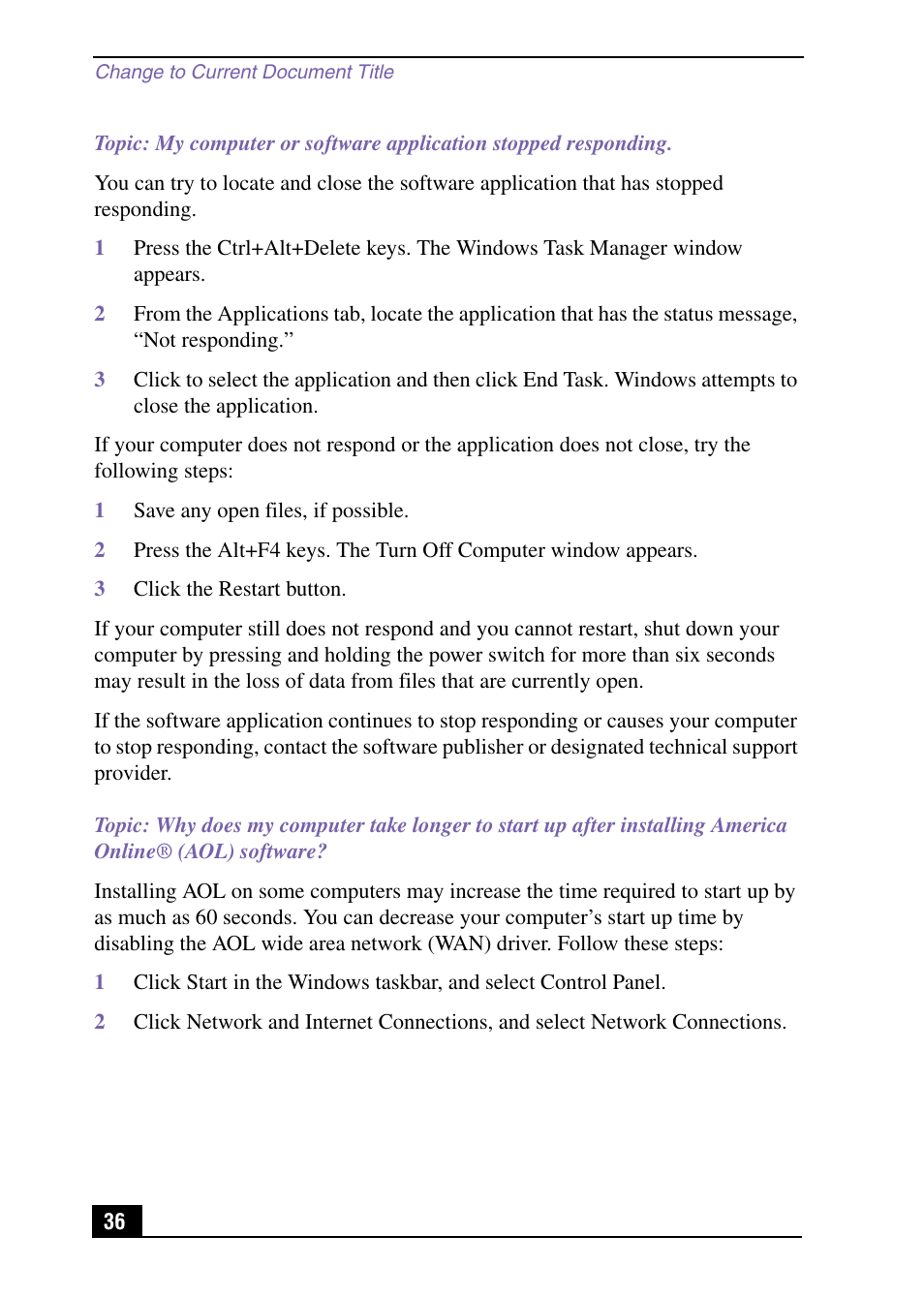 Sony PCV-MXS10 User Manual | Page 36 / 56