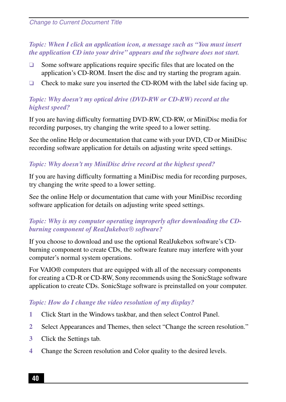 Sony PCV-MXS10 User Manual | Page 40 / 56