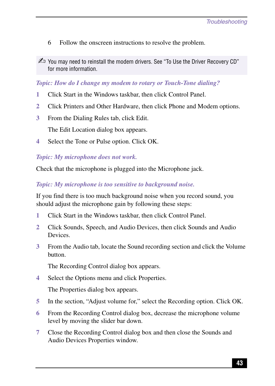 Sony PCV-MXS10 User Manual | Page 43 / 56