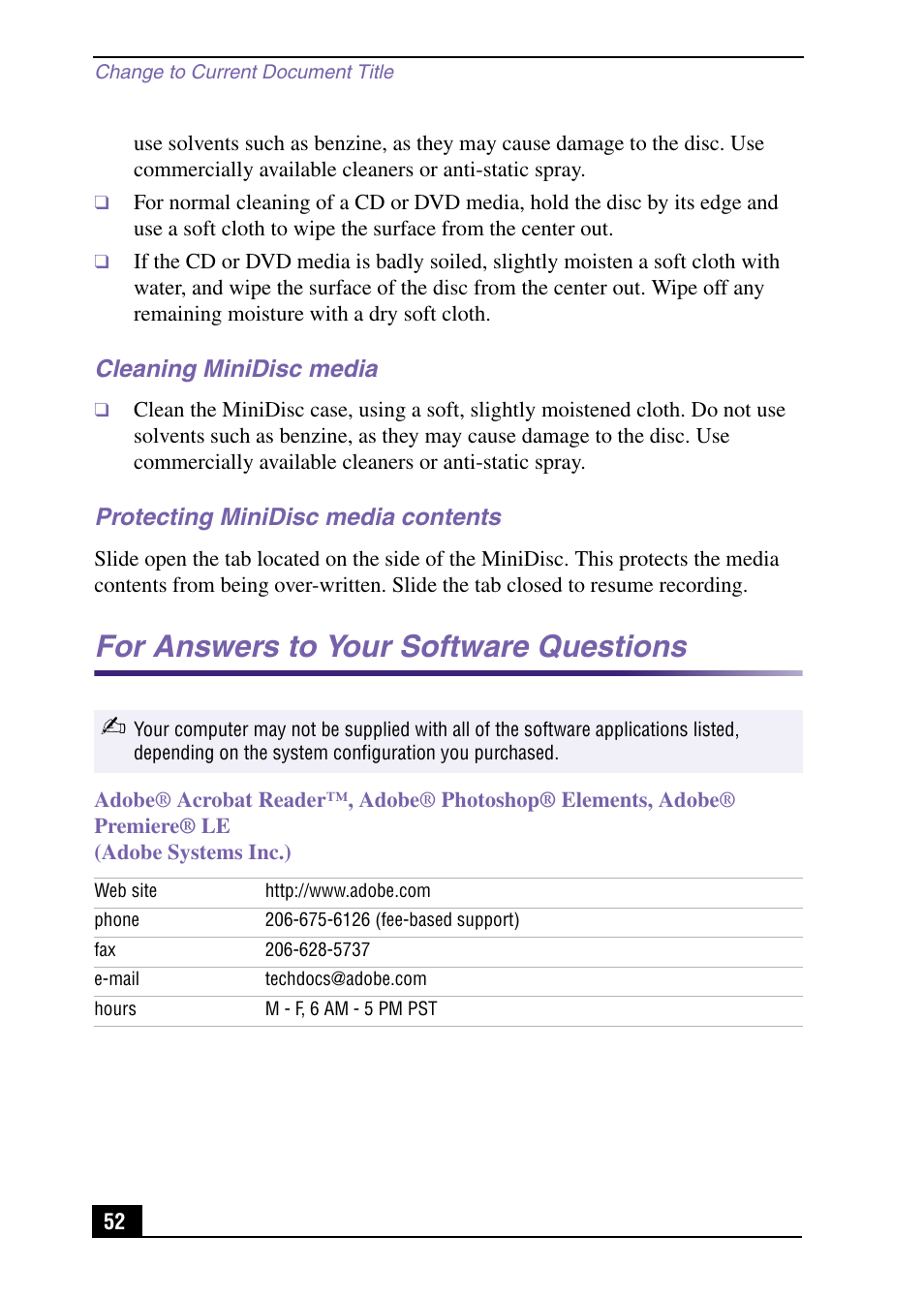For answers to your software questions | Sony PCV-MXS10 User Manual | Page 52 / 56