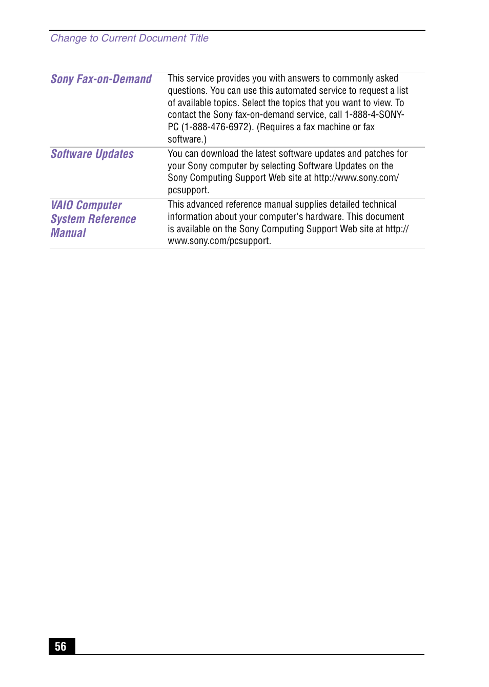 Sony PCV-MXS10 User Manual | Page 56 / 56