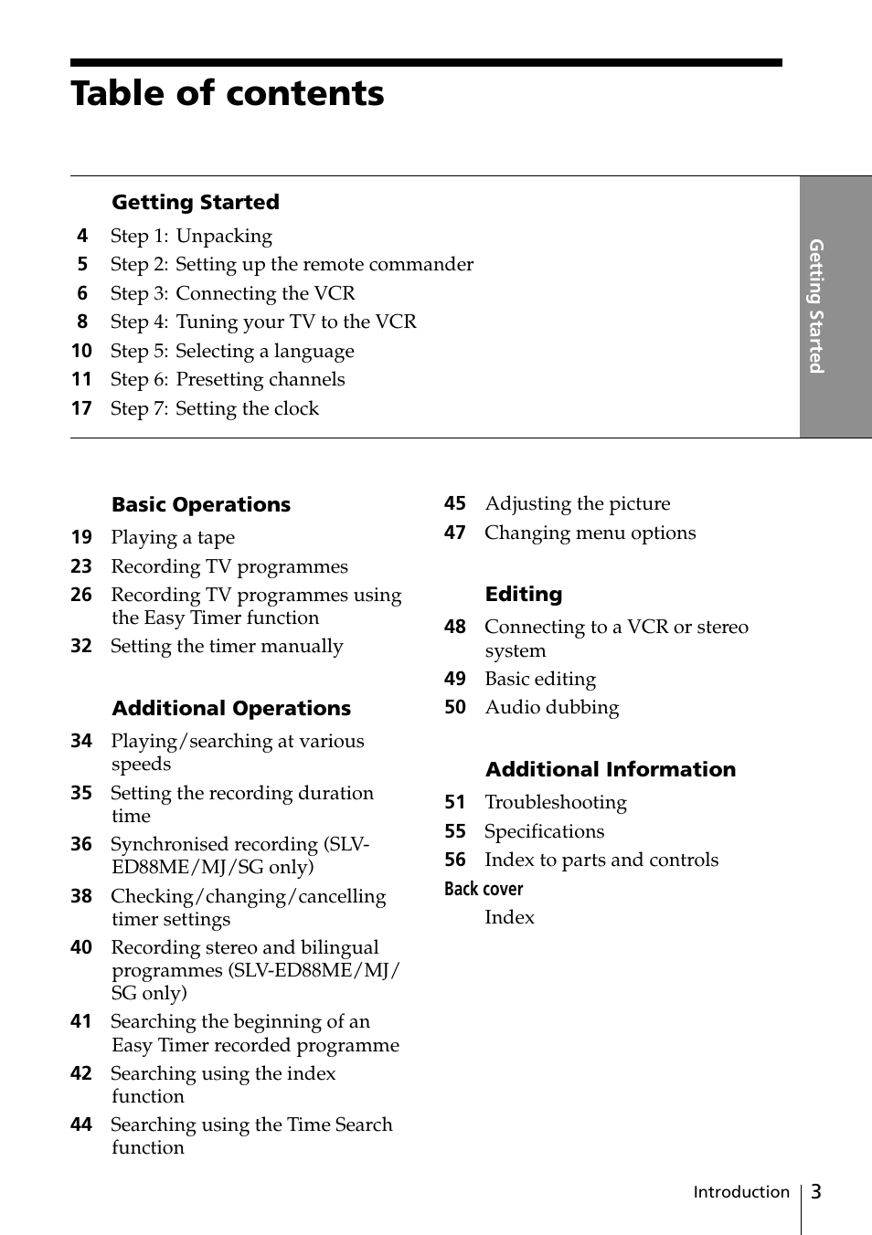 Sony SLV-ED88ME User Manual | Page 3 / 60