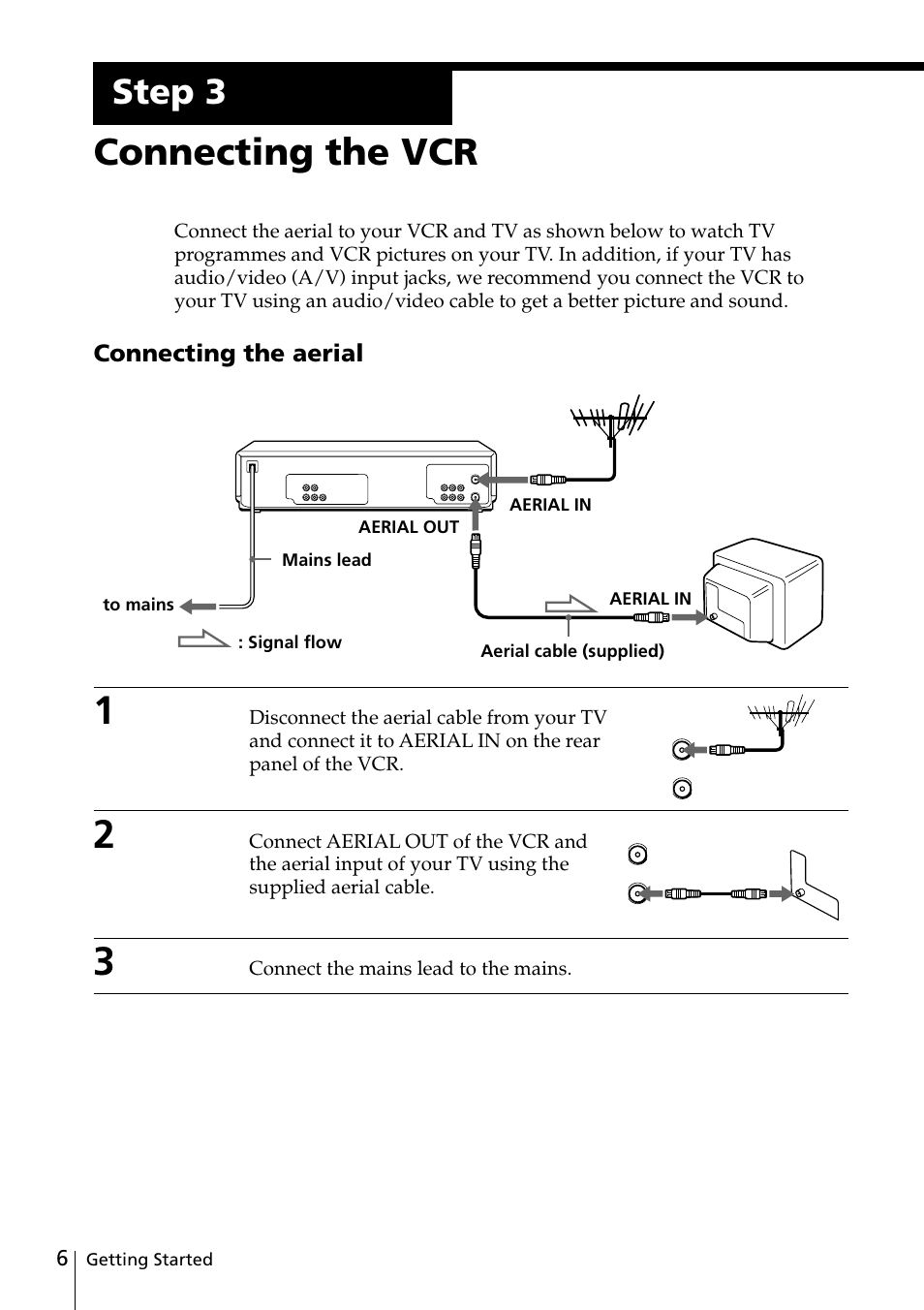 Step 3: connecting the vcr, Connecting the vcr, Step 3 | Sony SLV-ED88ME User Manual | Page 6 / 60