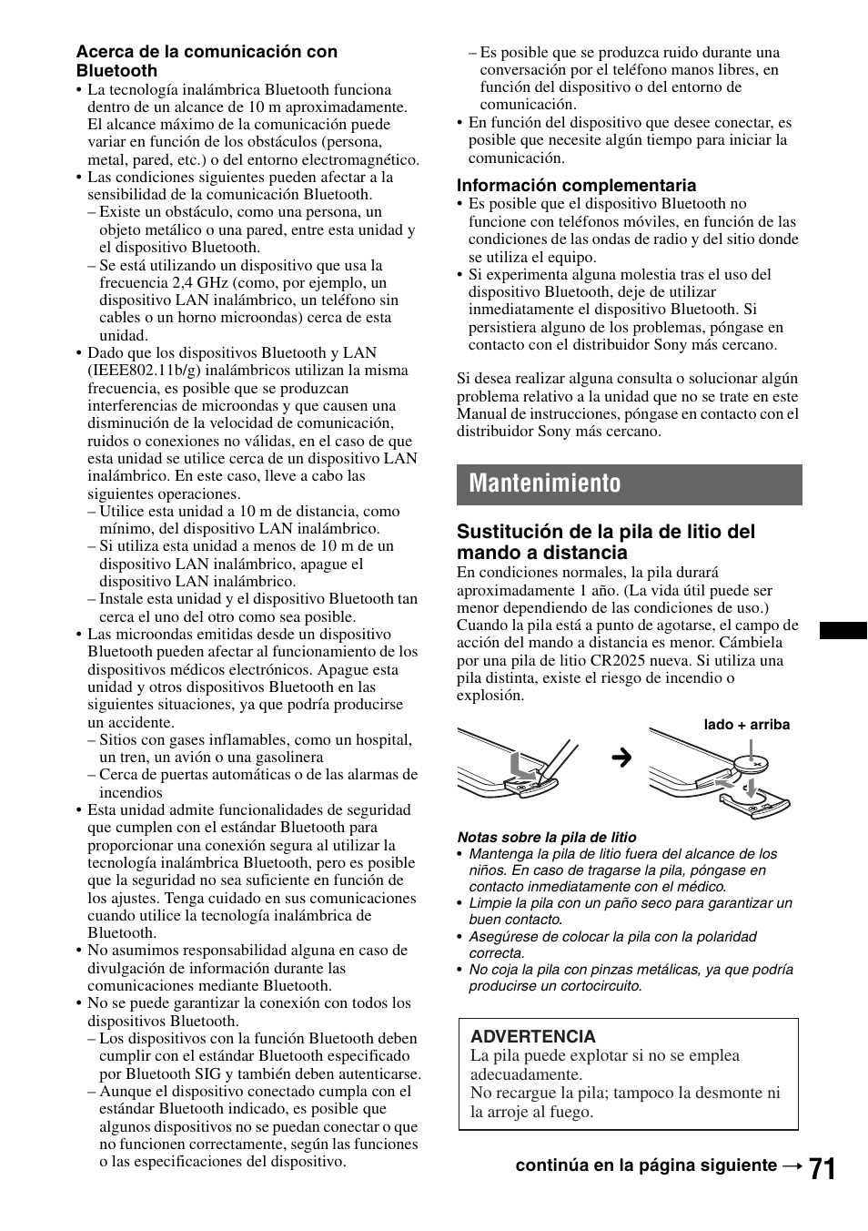 Mantenimiento | Sony XNV-L66BT User Manual | Page 147 / 248