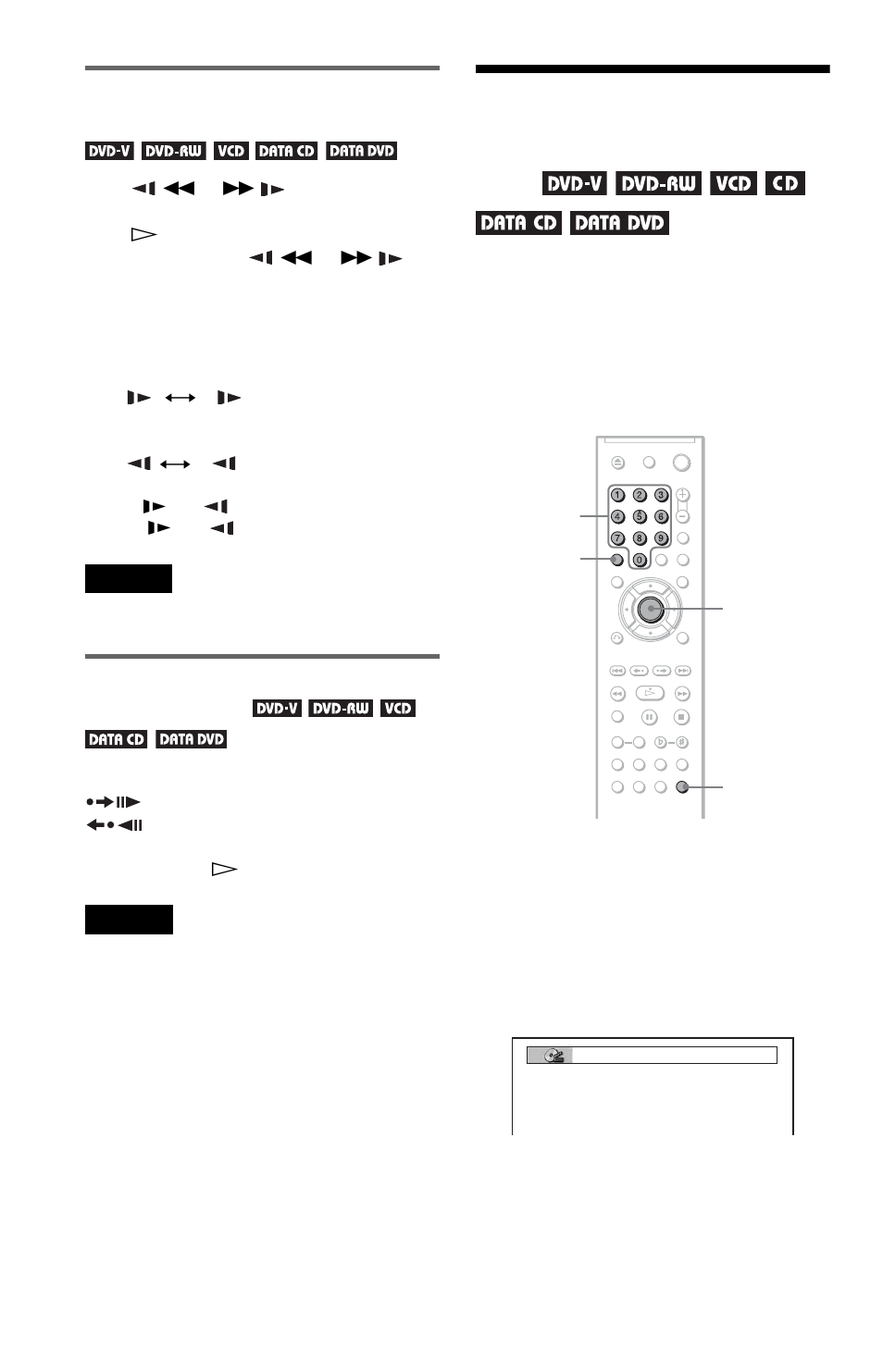 Searching for a title/chapter/track/scene, etc, Searching for a title/ chapter/track/scene, etc, Watching frame by frame (slow-motion play) | Playing one frame at a time (freeze frame) | Sony DVP-K82P User Manual | Page 32 / 82