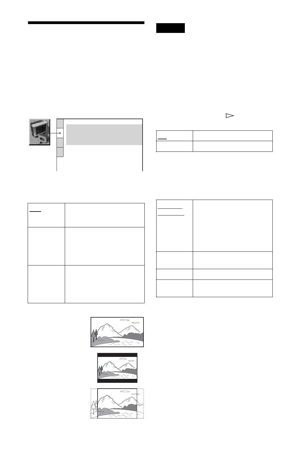 L1 - settings for the display (screen setup), Settings for the display (scree, Settings for the display | Screen setup) | Sony DVP-K82P User Manual | Page 68 / 82