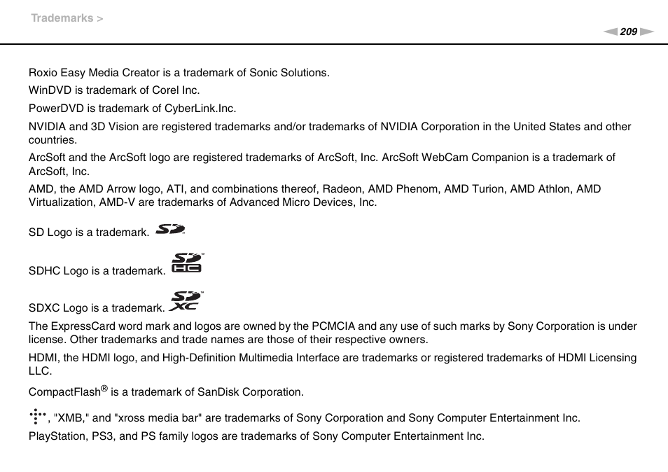 Sony VAIO VPCZ2 User Manual | Page 209 / 212
