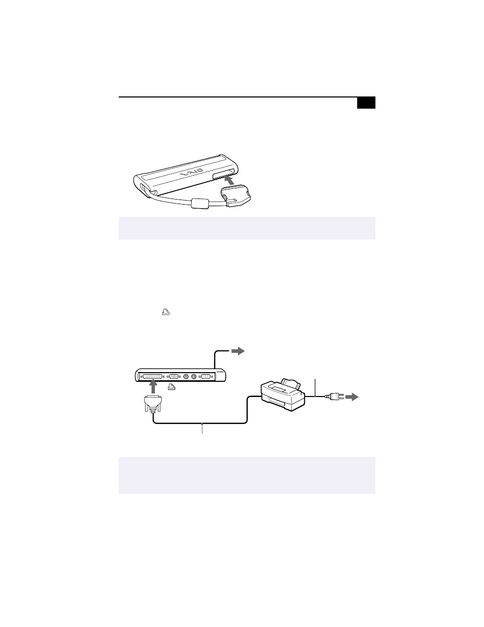 Connecting a printer, To connect a printer | Sony PCG-505TX User Manual | Page 49 / 104