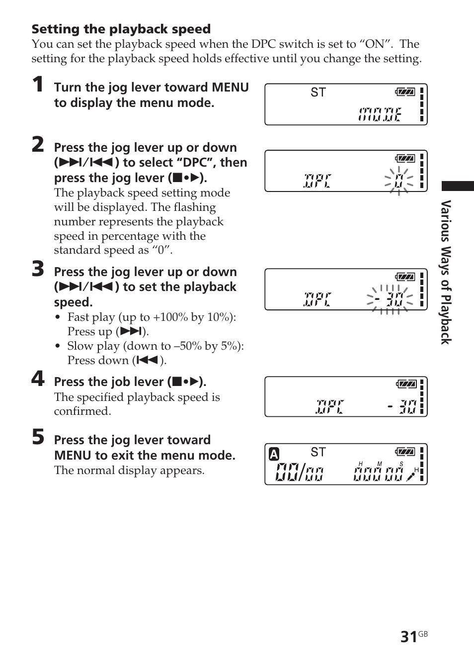 Menu | Sony ICD-SX20 User Manual | Page 31 / 68
