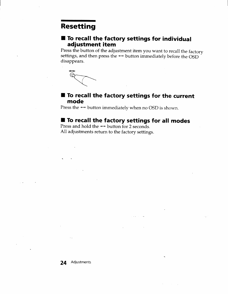 Resetting | Sony CPD-120VS User Manual | Page 24 / 32