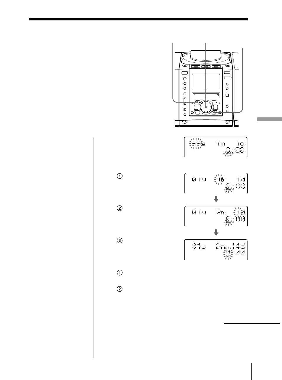 Setting the clock | Sony Model PMC-MD55 User Manual | Page 53 / 164