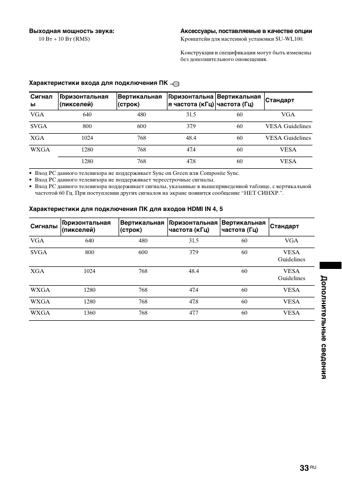 Дополнительные сведения | Sony BRAVIA KDL-26T30 User Manual | Page 67 / 204