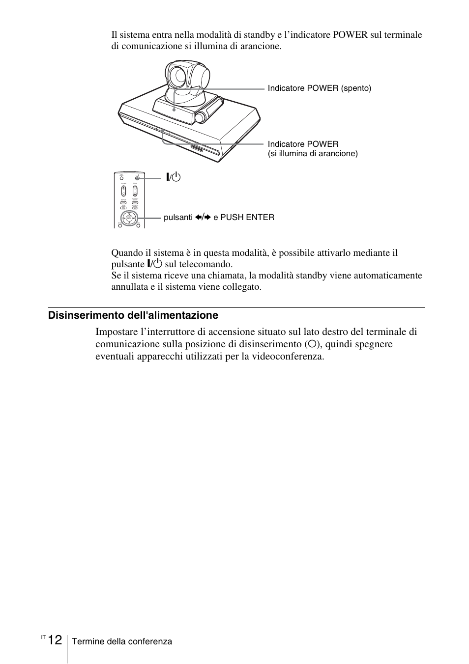 Termine della conferenza, Pulsanti, E push enter | Sony PCS-11 User Manual | Page 114 / 156