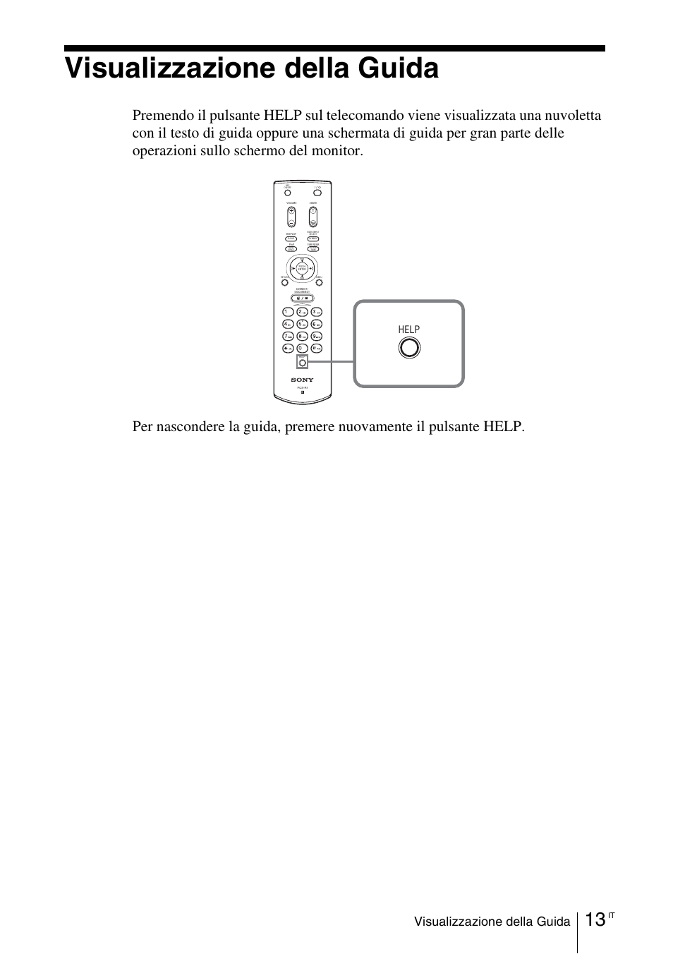 Visualizzazione della guida, Help | Sony PCS-11 User Manual | Page 115 / 156