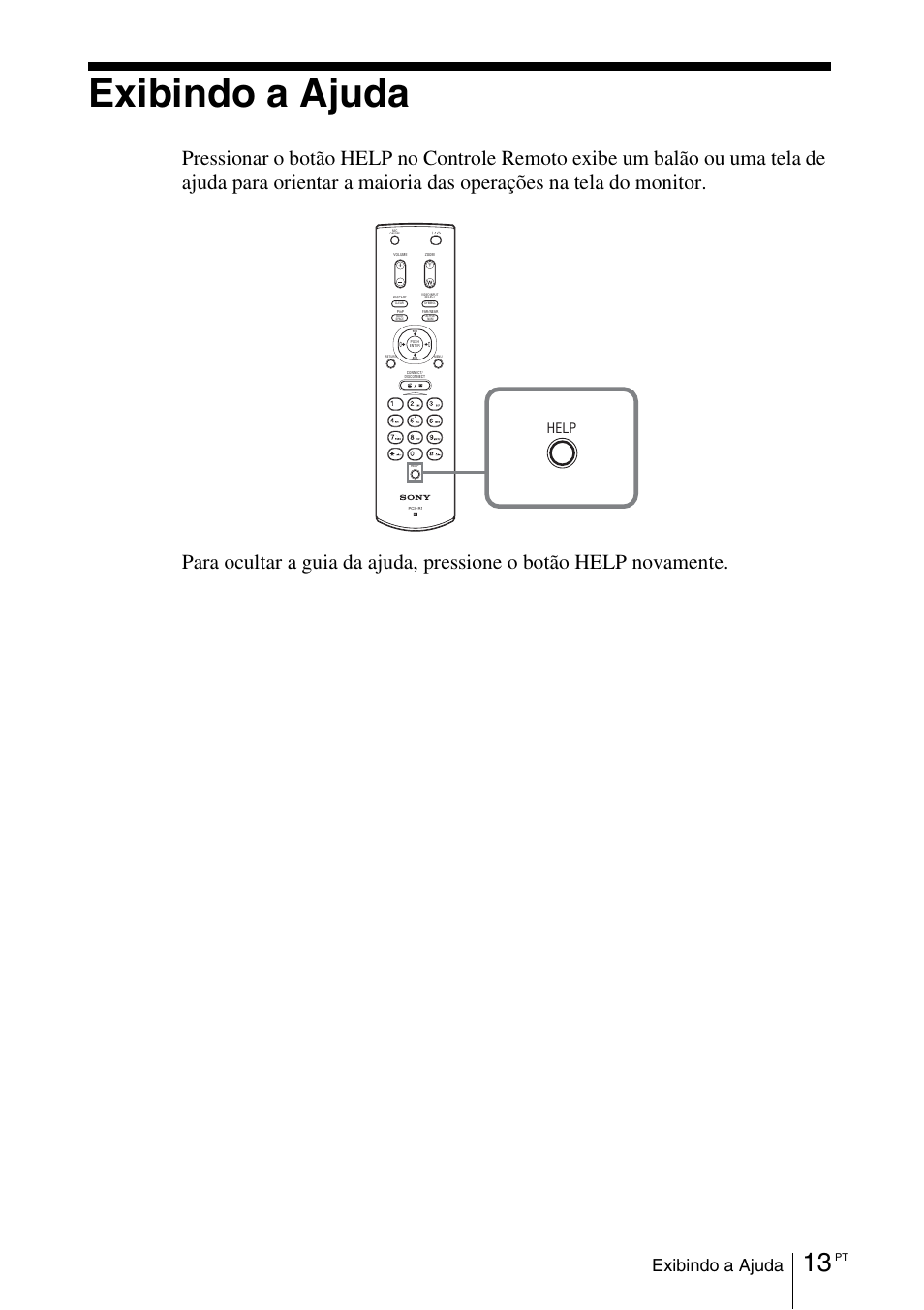 Exibindo a ajuda, Help | Sony PCS-11 User Manual | Page 149 / 156