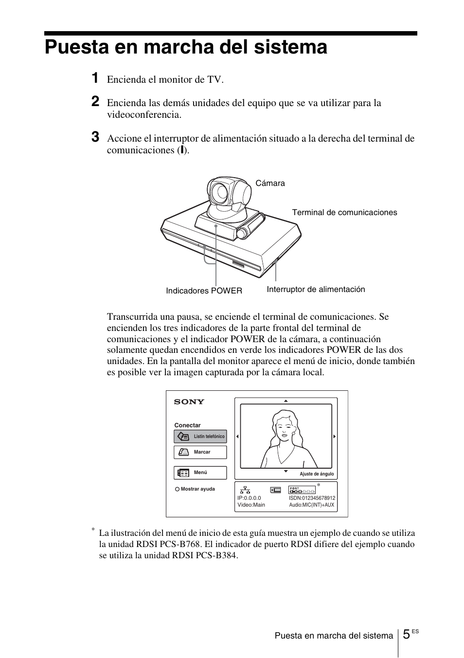 Puesta en marcha del sistema | Sony PCS-11 User Manual | Page 89 / 156