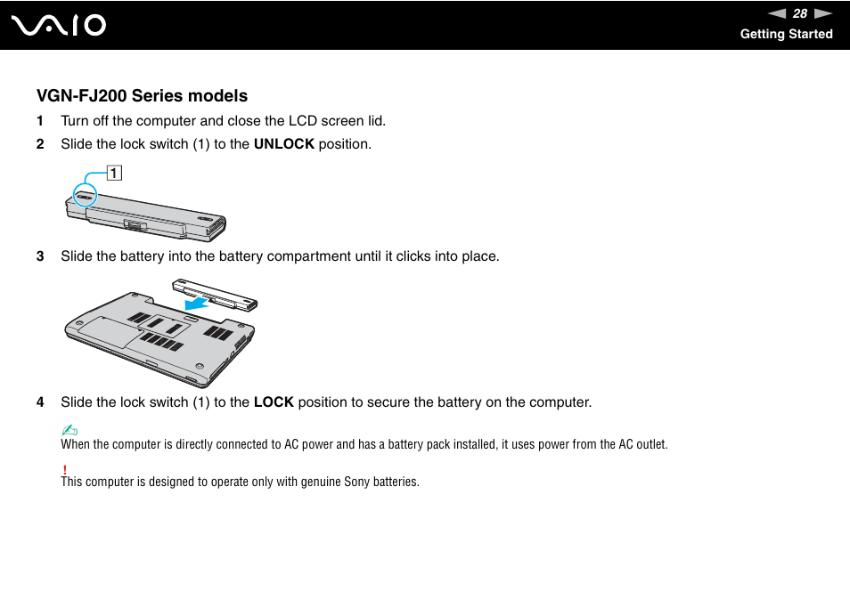 Vgn-fj200 series models | Sony VGN-TX700 User Manual | Page 28 / 195
