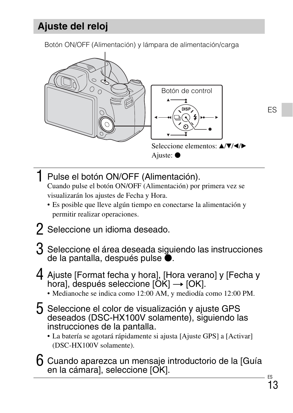 Ajuste del reloj | Sony CYBER-SHOT AC-L200D User Manual | Page 45 / 64