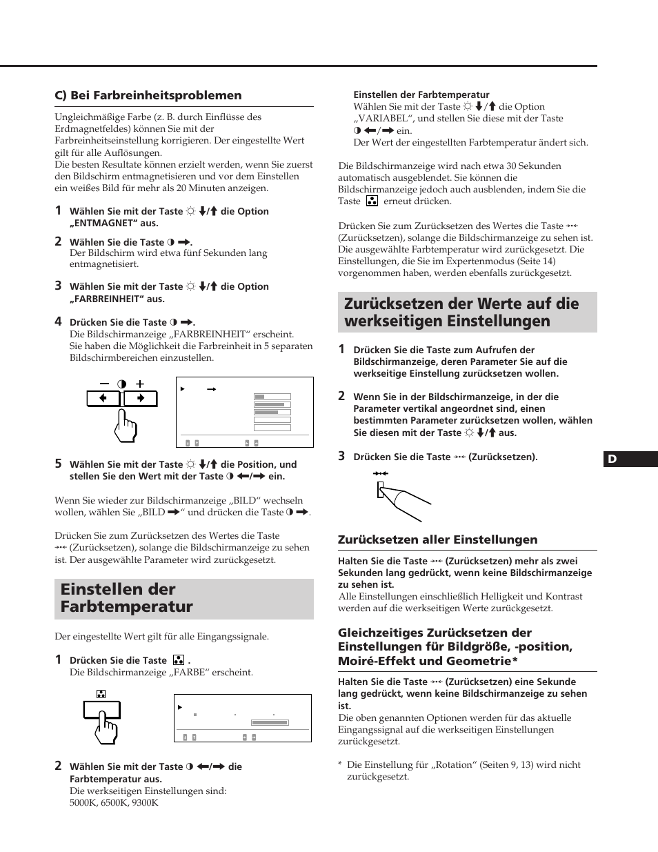 Einstellen der farbtemperatur | Sony GDM-90W01T User Manual | Page 47 / 91