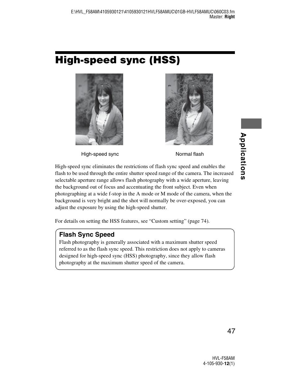 High-speed sync (hss) | Sony 4-105-930-12(1) User Manual | Page 47 / 88