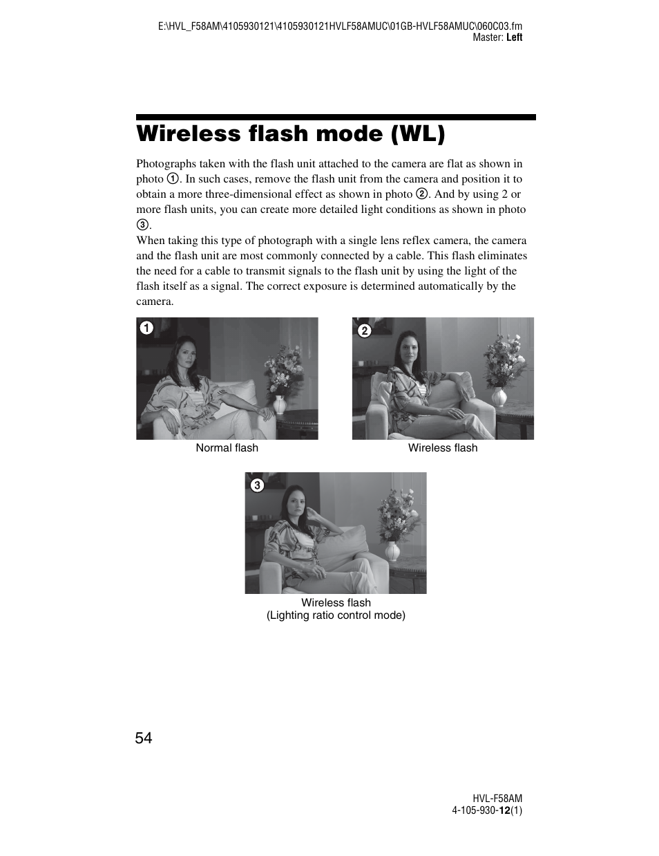Wireless flash mode (wl) | Sony 4-105-930-12(1) User Manual | Page 54 / 88