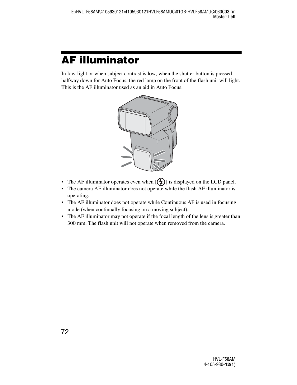 Af illuminator | Sony 4-105-930-12(1) User Manual | Page 72 / 88
