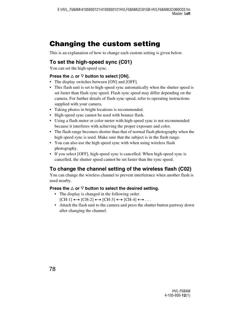 Changing the custom setting | Sony 4-105-930-12(1) User Manual | Page 78 / 88