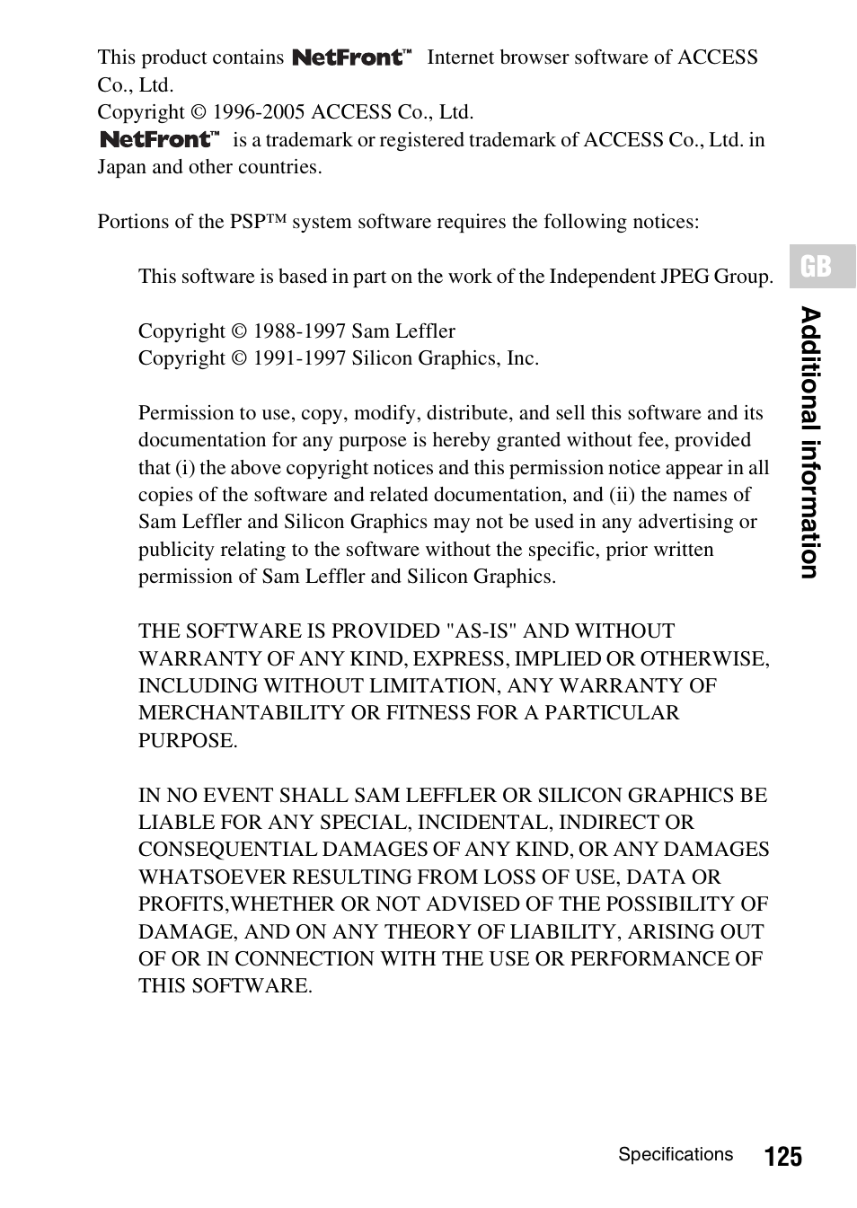 Sony PSP-1006 K User Manual | Page 125 / 268