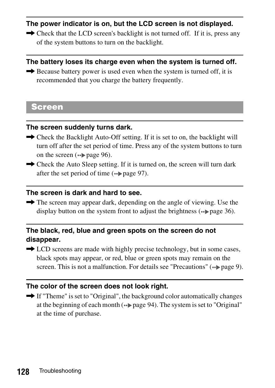 Screen | Sony PSP-1006 K User Manual | Page 128 / 268