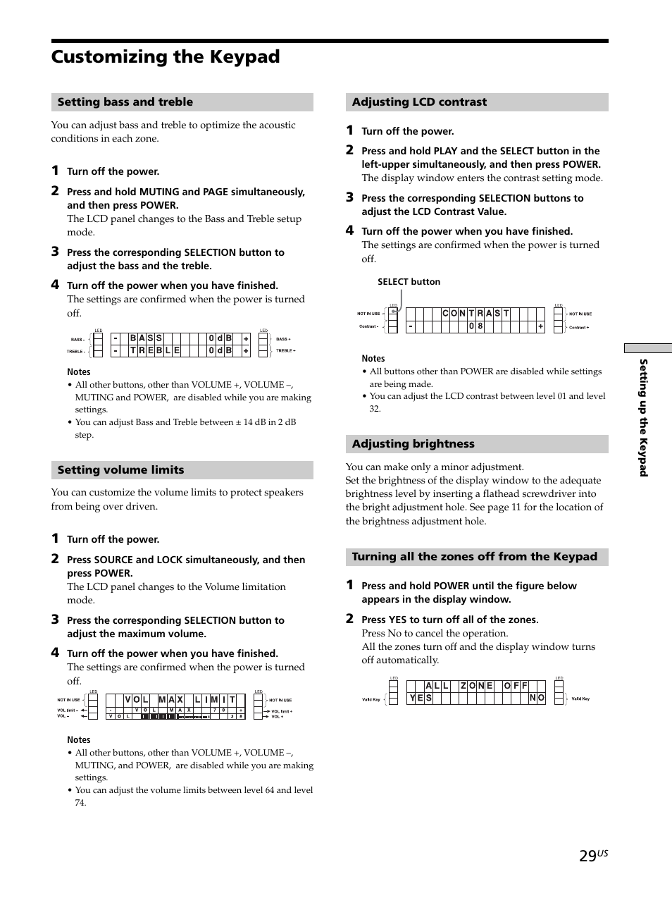 Customizing the keypad, Customizing the keypad 29 | Sony CAV-M1000ES User Manual | Page 29 / 44