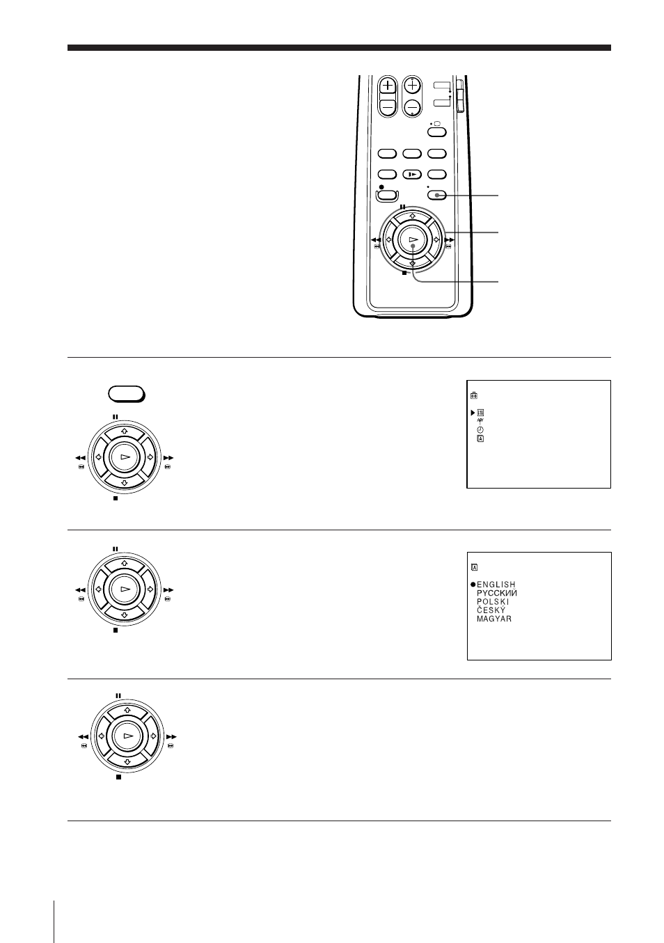 Manual setup — selecting a language, Press > / . to select language, then press ok | Sony SLV-E180EG User Manual | Page 15 / 44