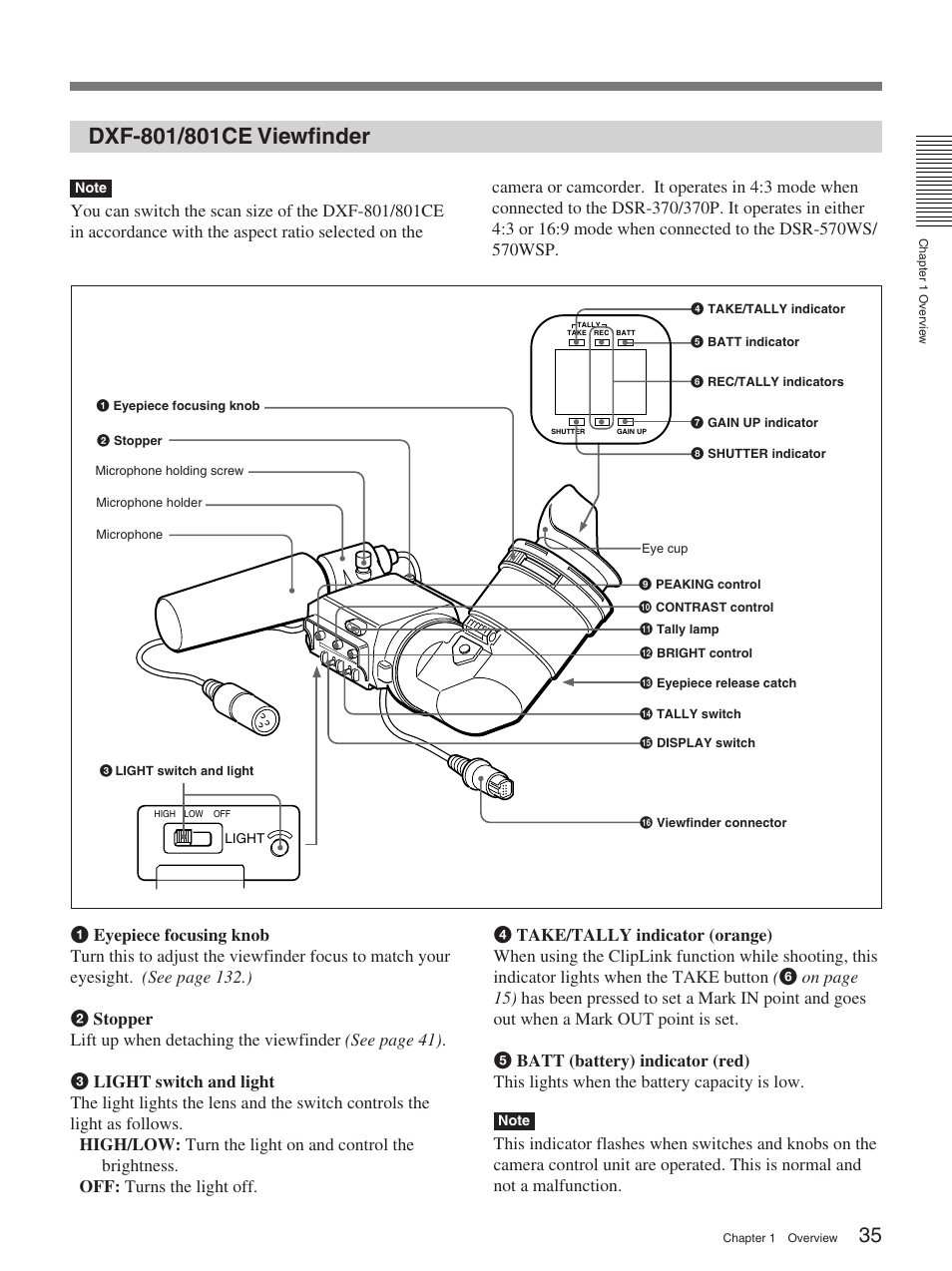 Dxf-801/801ce viewfinder | Sony 370PL User Manual | Page 35 / 160