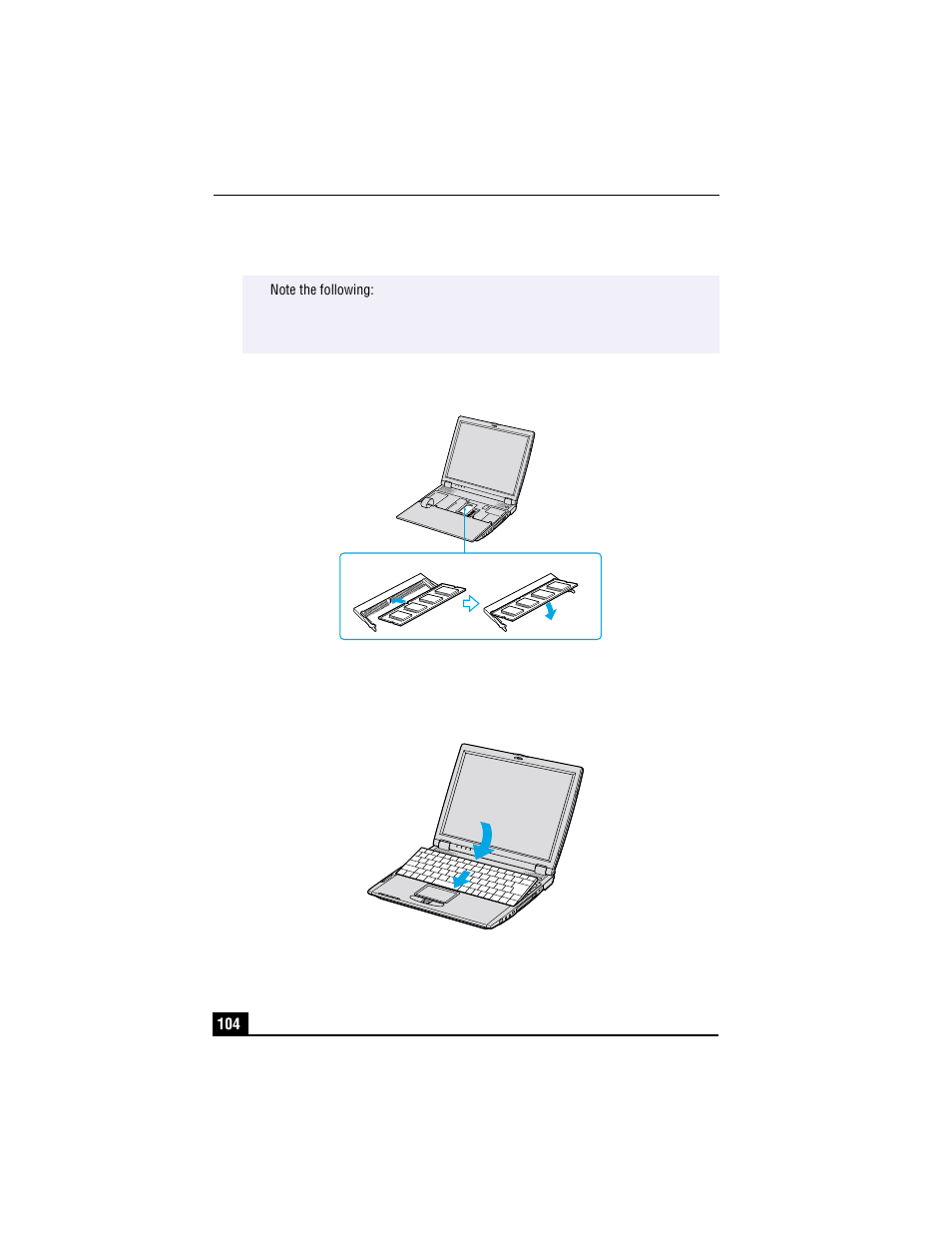 8 install the memory module, Installing the memory module, Replacing the keyboard | Sony PCG-R505TS User Manual | Page 104 / 150