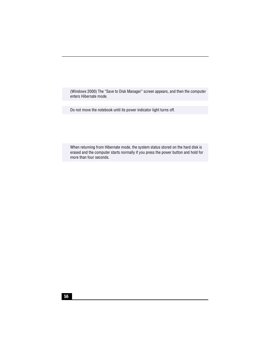 To activate hibernate mode, To return to normal mode | Sony PCG-R505TS User Manual | Page 56 / 150