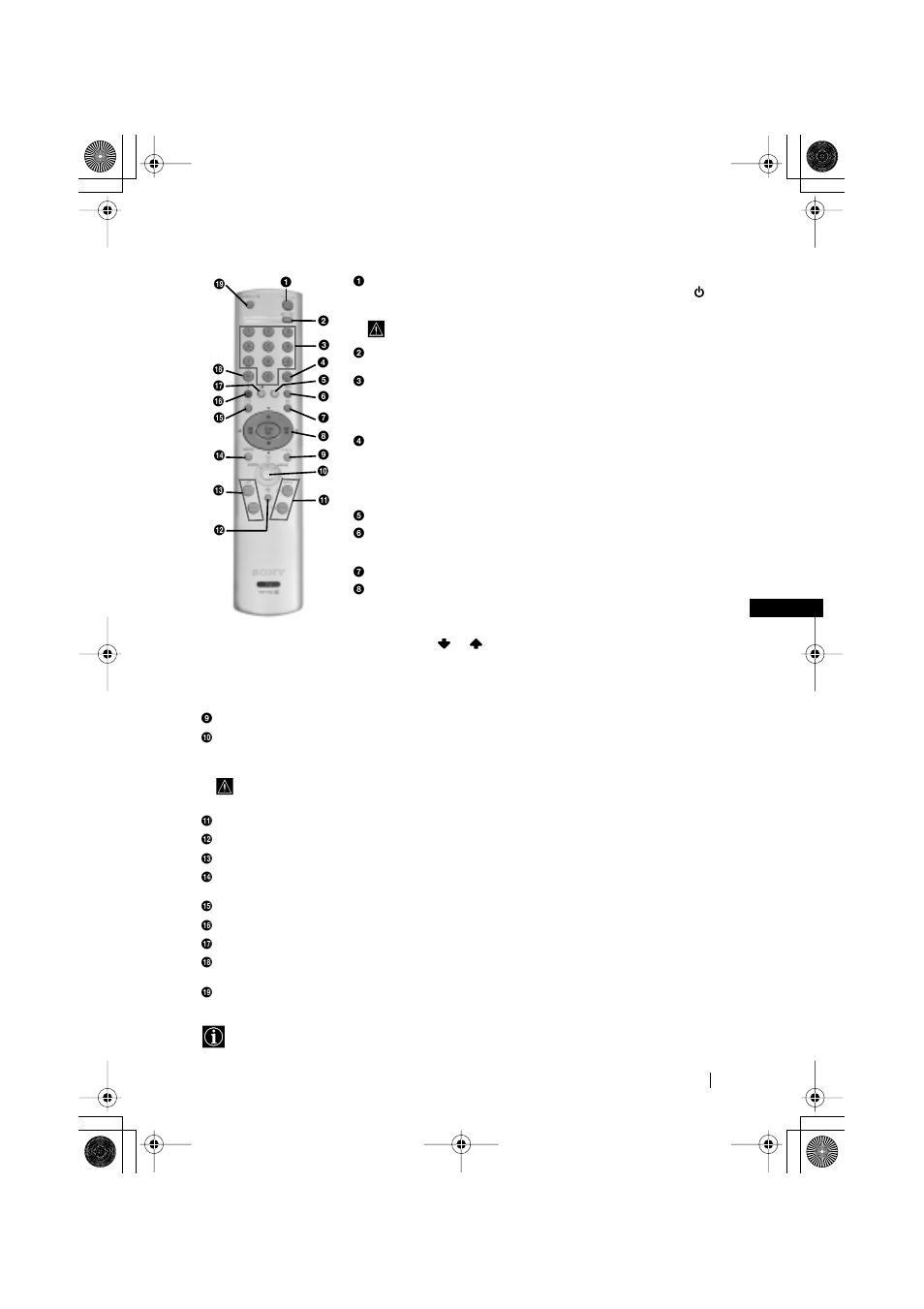 Overview of remote control buttons | Sony KV-28LS60U User Manual | Page 5 / 24