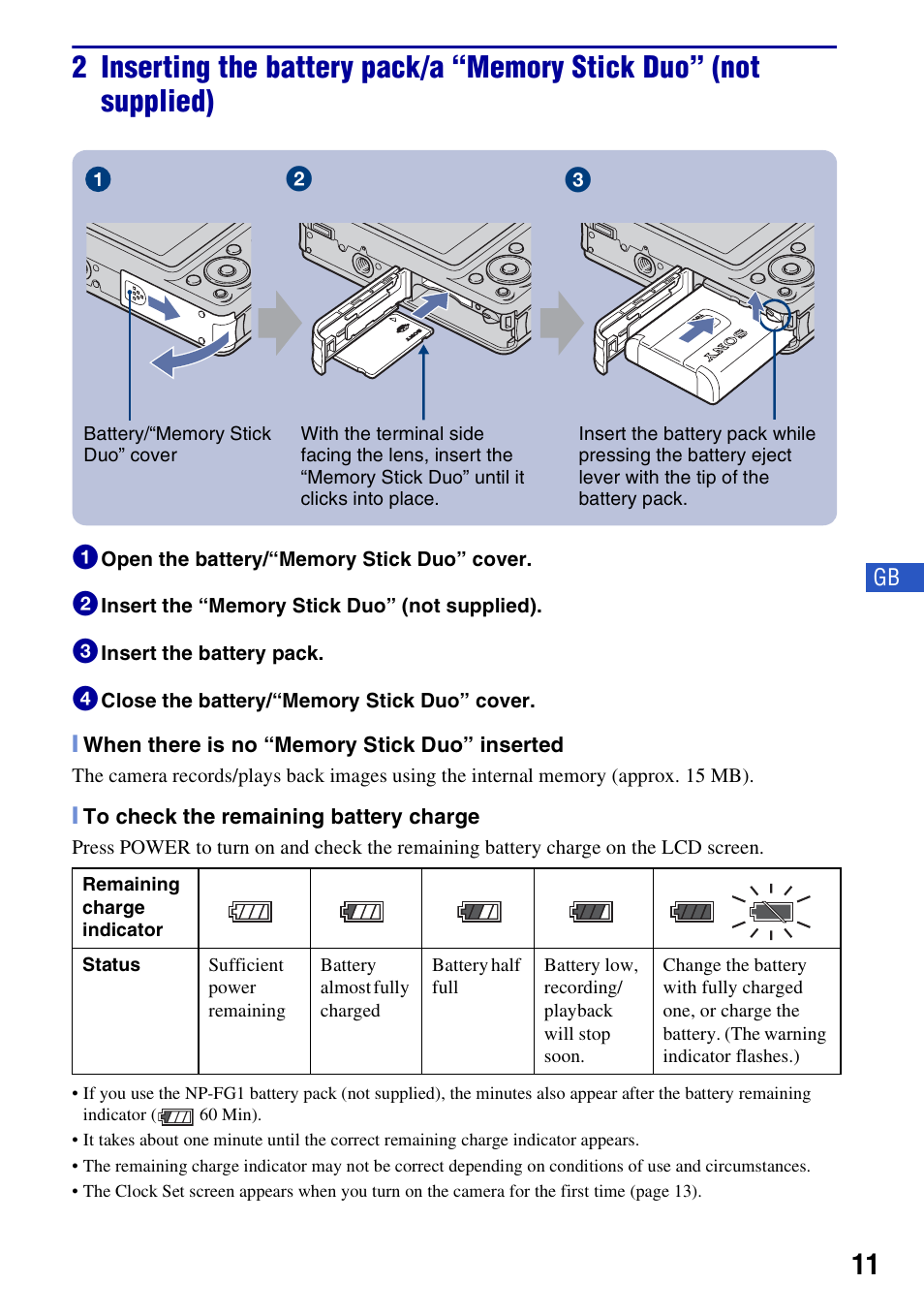 Sony Cyber-shot 3-294-900-61(1) User Manual | Page 11 / 76