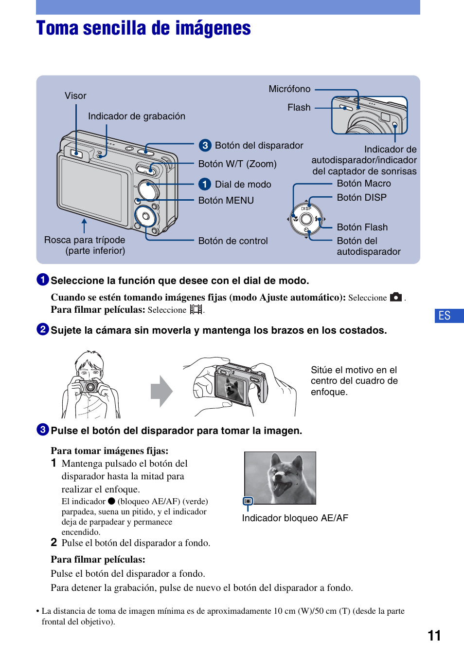 Toma sencilla de imágenes | Sony Cyber-shot 3-294-900-61(1) User Manual | Page 49 / 76