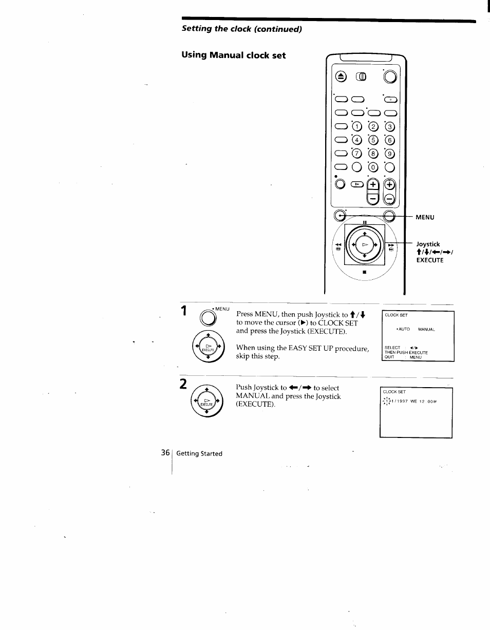 Using manual clock set, A q'a q, A 0 0 0 | A o '® o | Sony SLV-775HF User Manual | Page 36 / 80